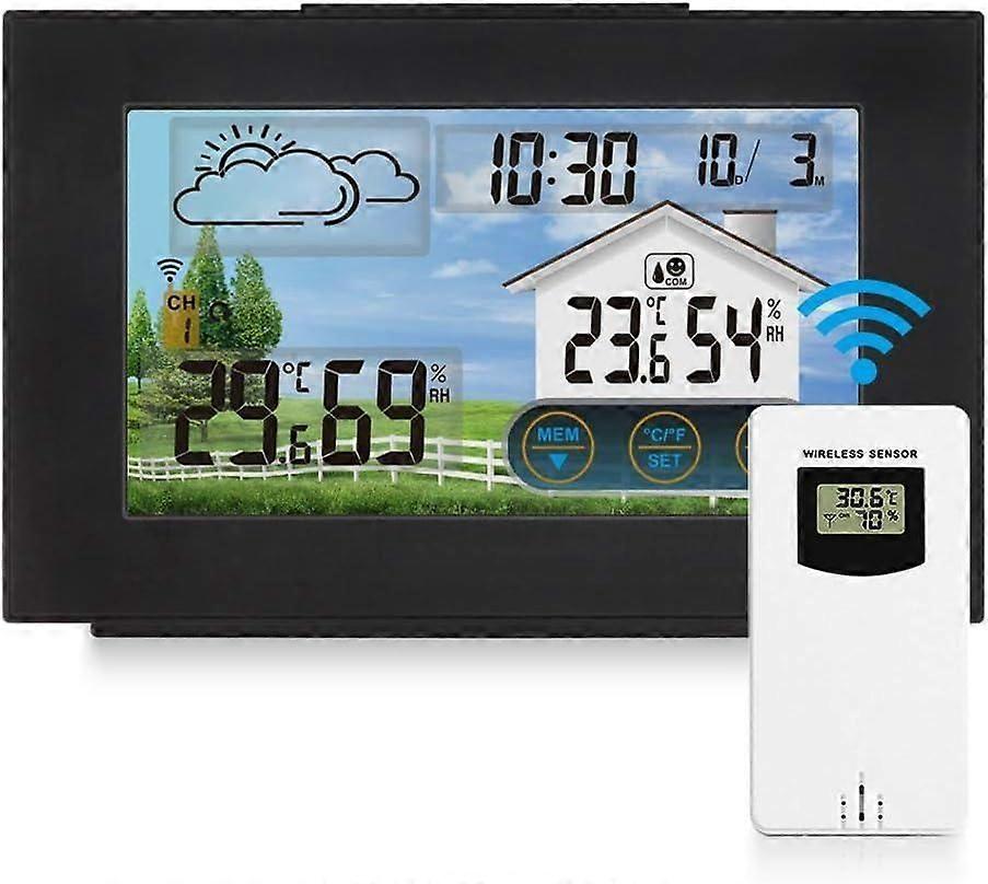 Wireless Weather Station with Sensor LCD Digital Weather Station for Home Office Bedroom Garden