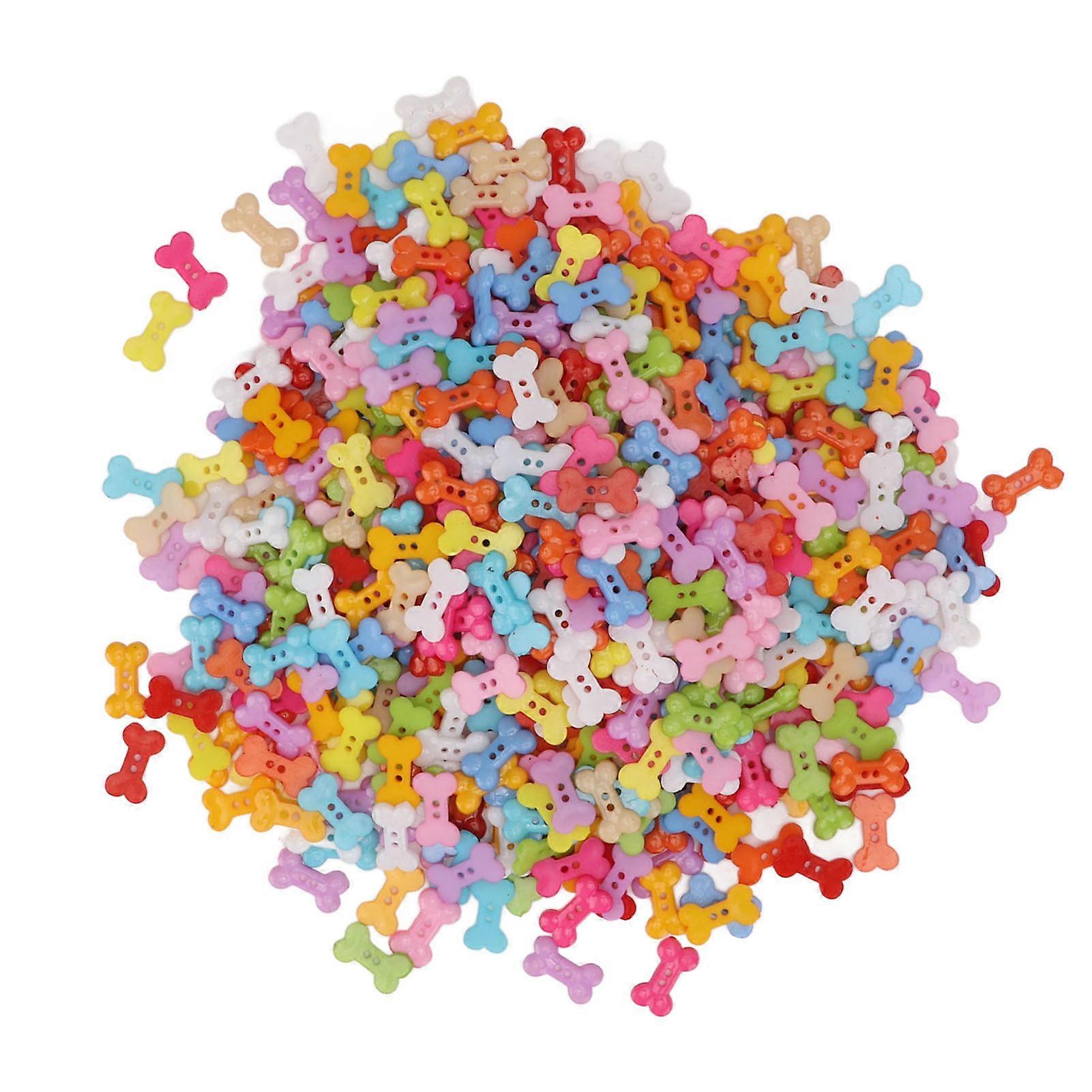 1000Pcs Dog Bone Buttons Bright Vivid Colors Cute Dog Bone Two Holes Durable Plastic Wide Application Craft Buttons