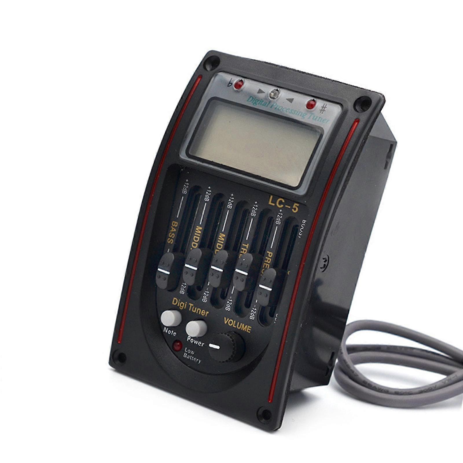 Acoustic Guitar Pickup 5 Band Preamp EQ LC-5 Equalizer Tuner Piezo Pickup Suitable for Enhancing Sound Performances  Red edge model