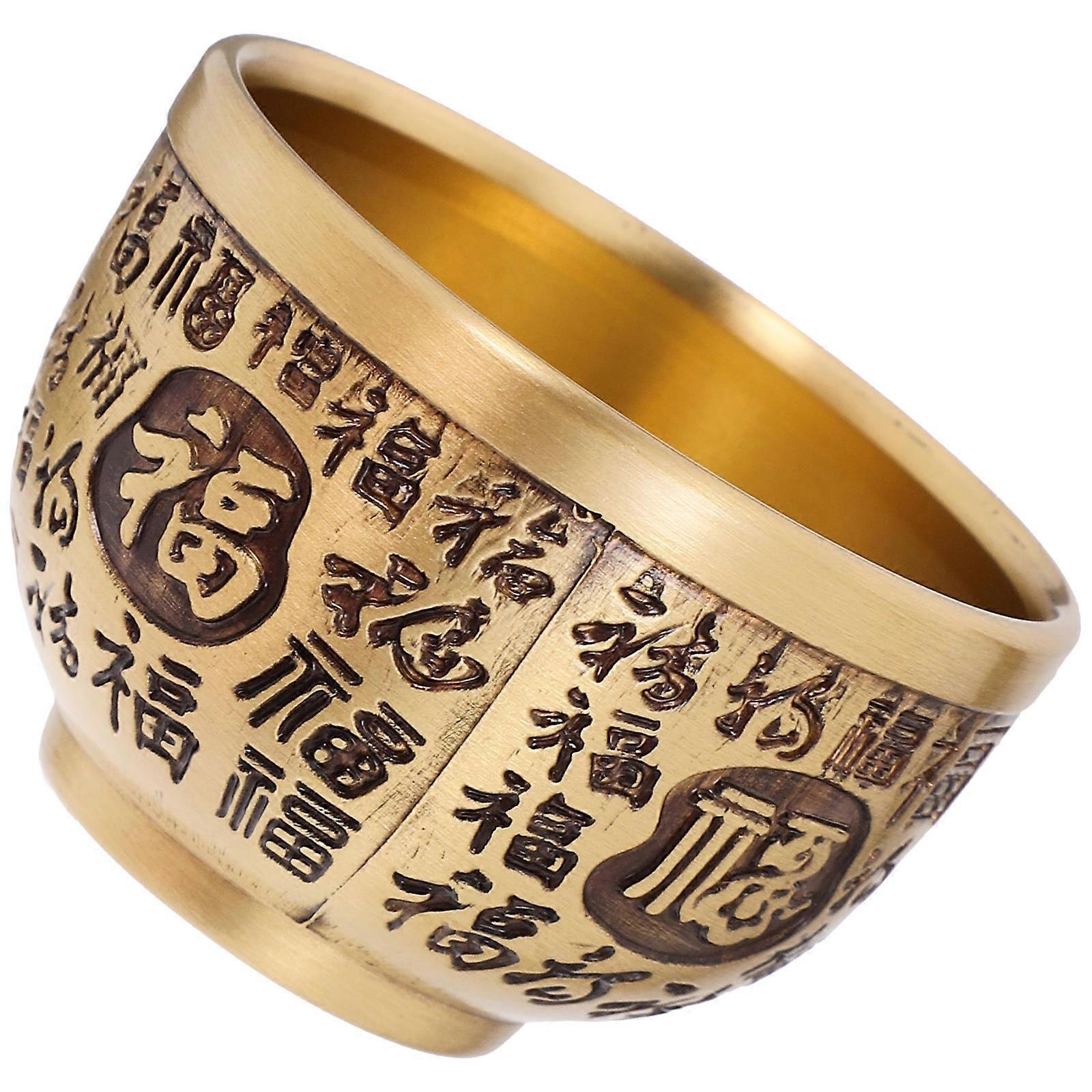 Brass Treasure Bowl for Storage with Design Multi Color Desktop Decoration Stable Bottom 3.94 Inches