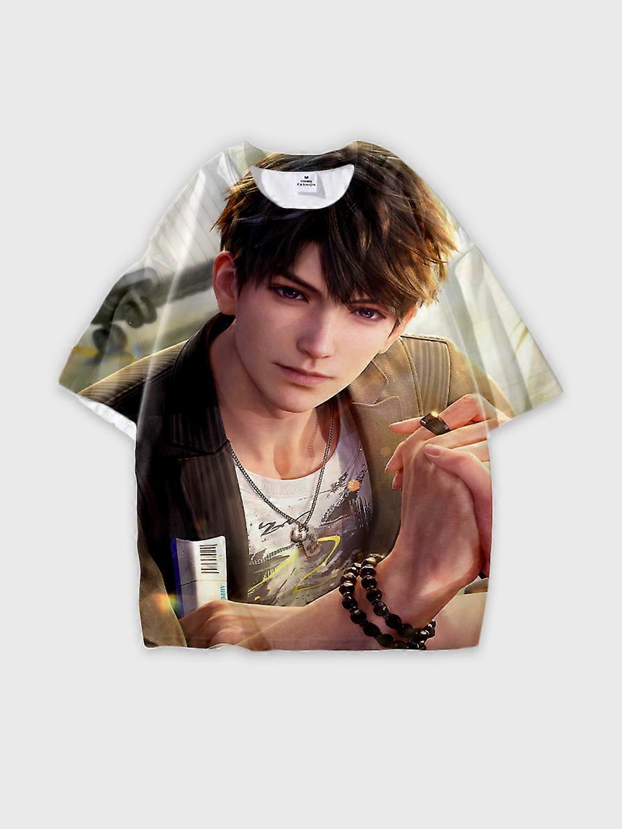 T-shirt round neck Role Pattern loose short sleeve E505