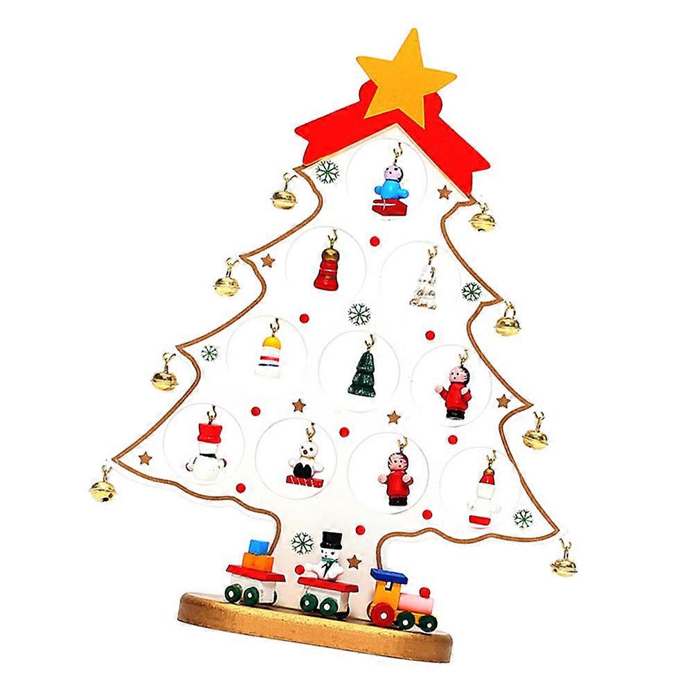 Mini Desktop Ornament Wood Table Christmas Tree Artistic Craft Cafe Restaurant Shop Window 27.00X21.00X1.30CM Decoration 1Pcs