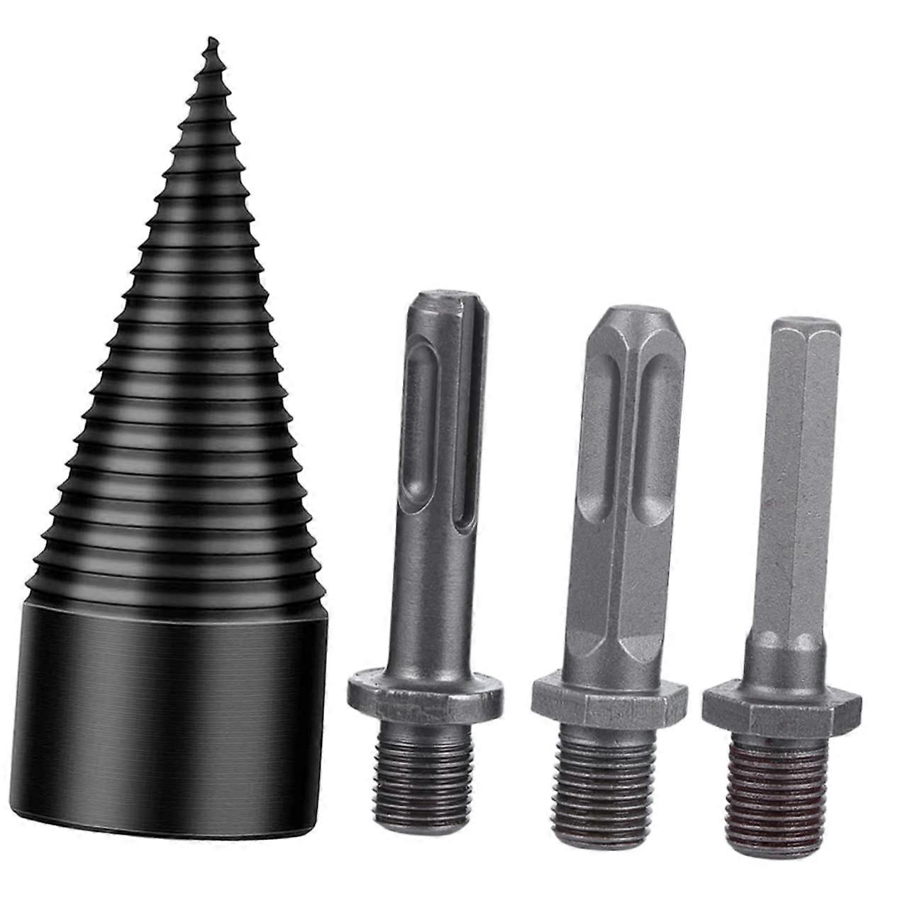 Splitting Mouth Drill Bits Set for Woodworkers, Cone Drill Tool, 11x5CM Black Wood Splitting Small Drill Bits