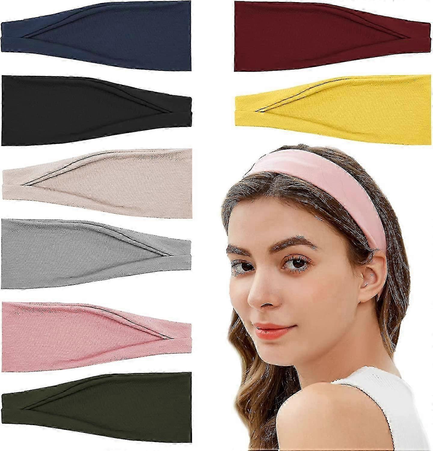 8 Pack Headbands Συμβατές Γυναίκες Stretchy Hair Head Bands No Slip Fashion Γυναικεία τουρμπάνια Head Wraps Ελαστικά αξεσουάρ μαλλιών Συμβατά κορίτσια Yoga Wo