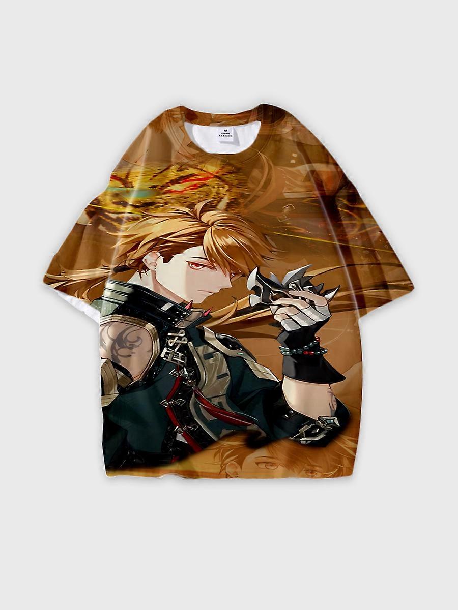 T-shirt round neck Role Pattern loose short sleeve E2163