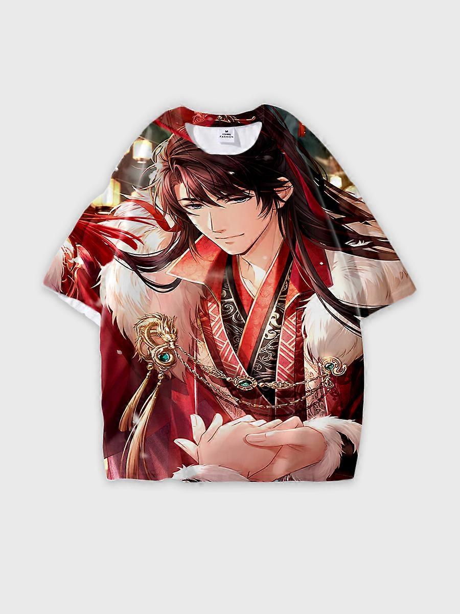 T-shirt round neck Role Pattern loose short sleeve E2189