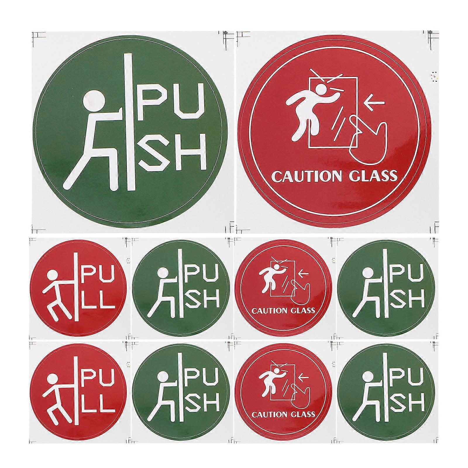 Caution Stickers 36Pcs Safety Warning Glass Label Push Door Stickers For Indoor Use Assorted Color Office Store Signs