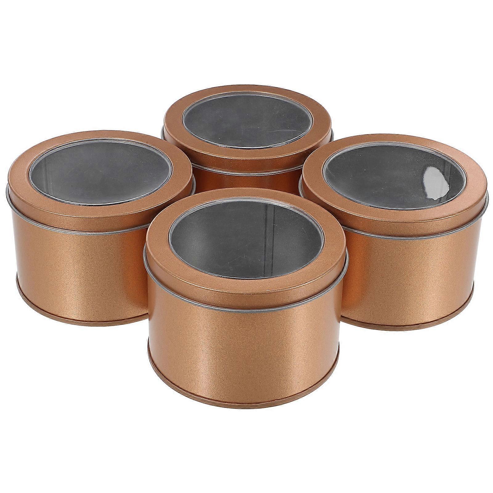 Rose Gold Tinplate Dessert Boxes with Clear Window for Storage Safe and Smooth 4 pcs