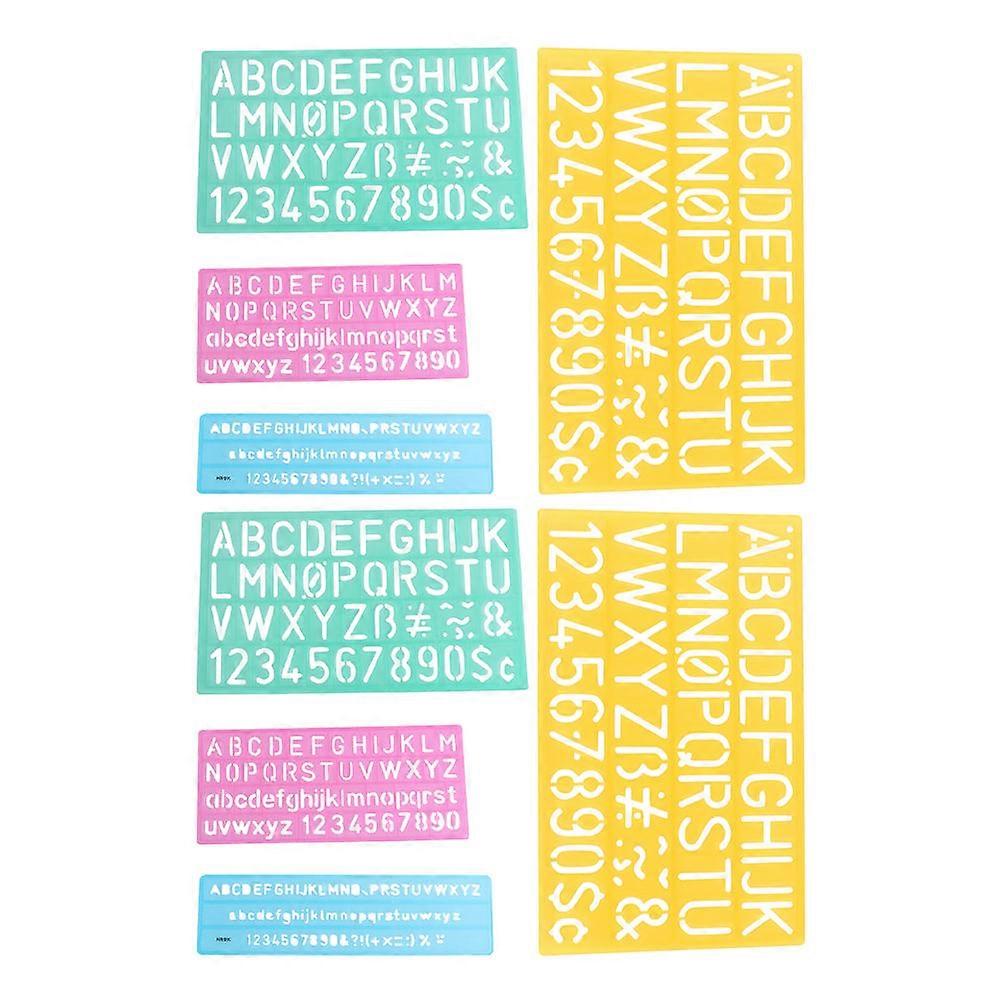 Alphabet Stencils Set for Kids with Letters Numbers and Symbols Hollow Design Plastic Assorted Color 2pcs