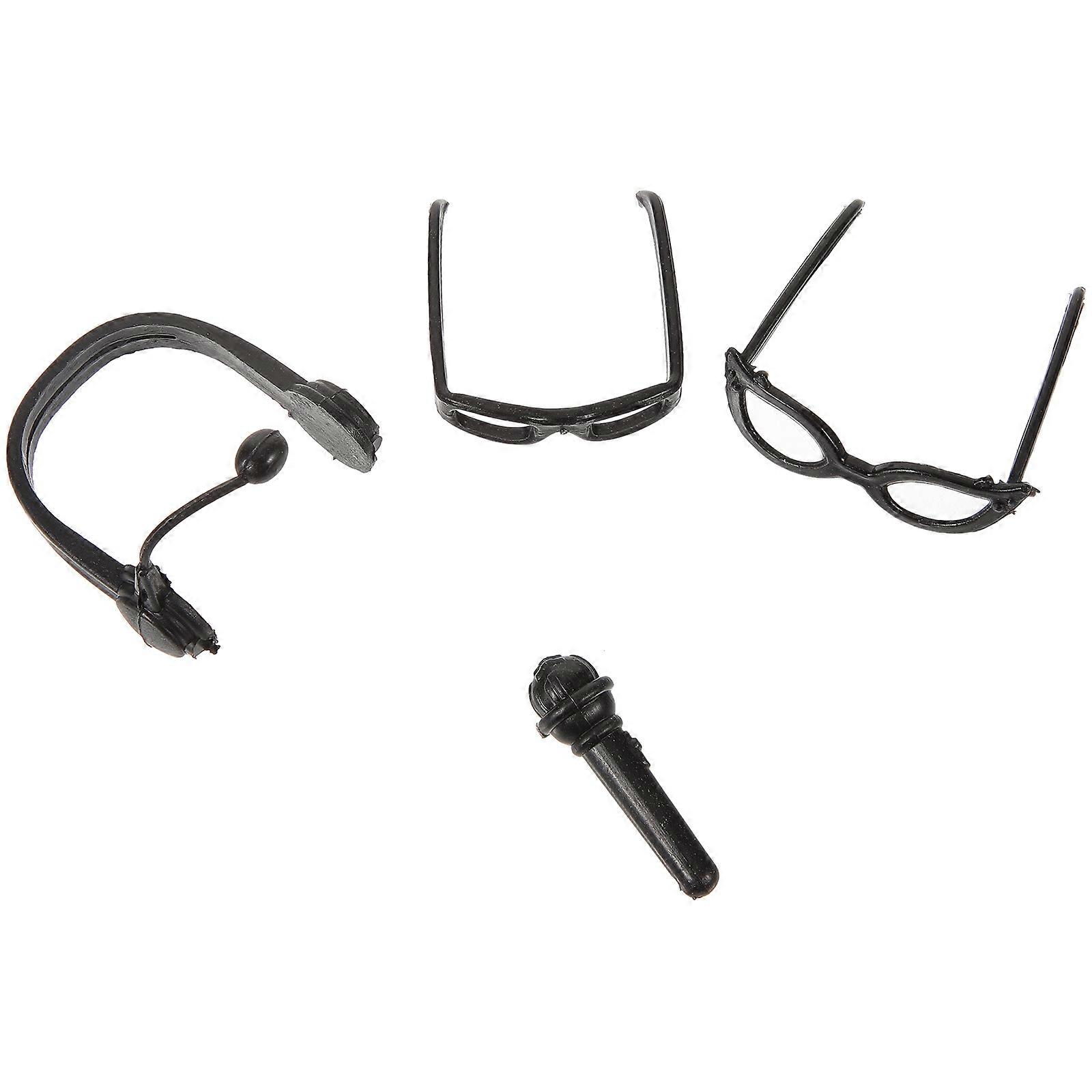 Miniature Doll Headset for Decoration Made of Plastic Black Color 1 Set