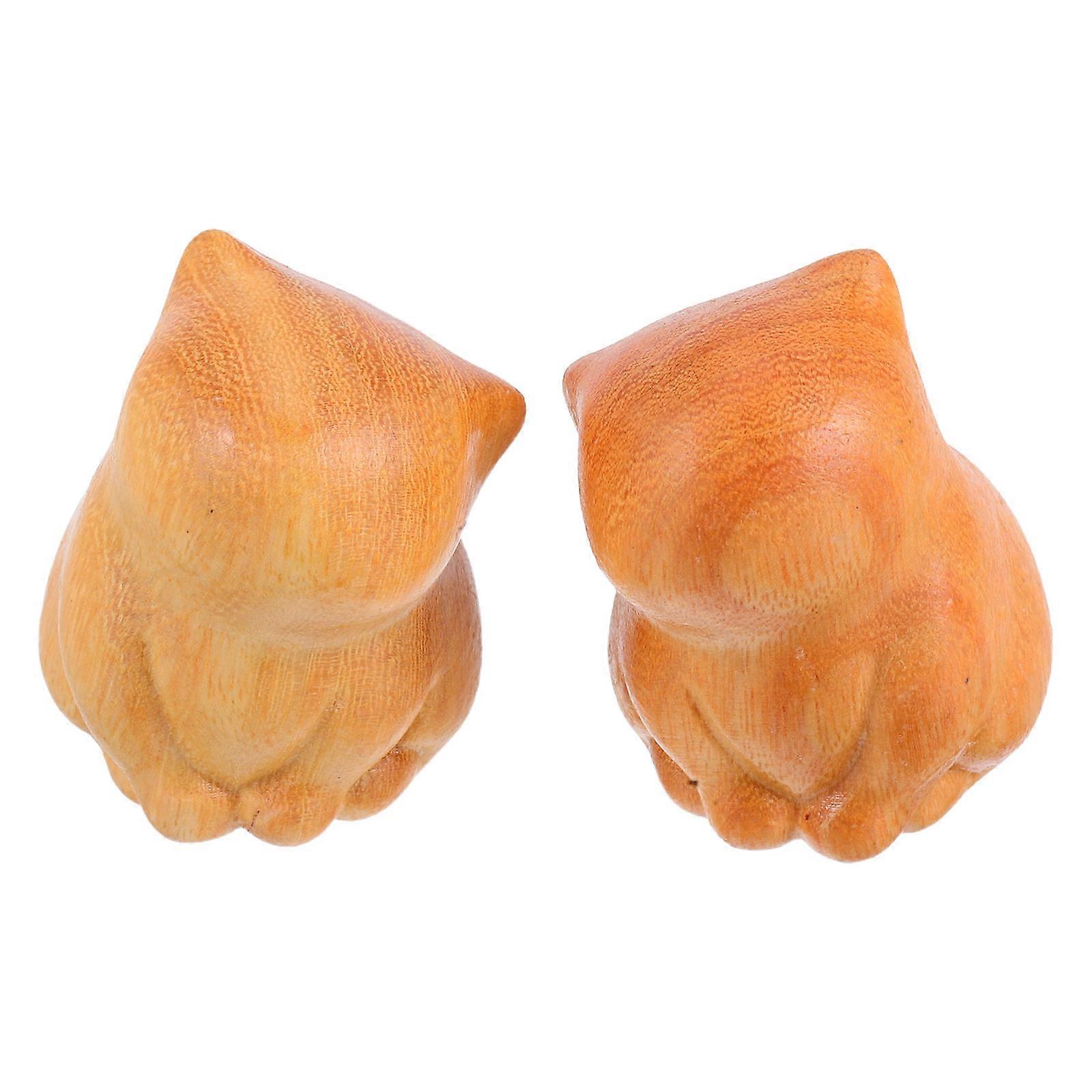 Here's a polished and engaging product description based on your input:

 

**2pcs Hand Carved Solid Wood Cat Figurines – Lifelike Miniature Cat