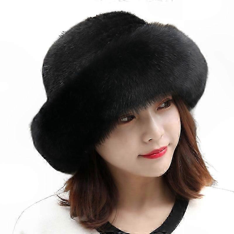 Soft Plush Fisherman Hat with Brim, Warm Faux Mink Fur Basin Cap for Everyday Use