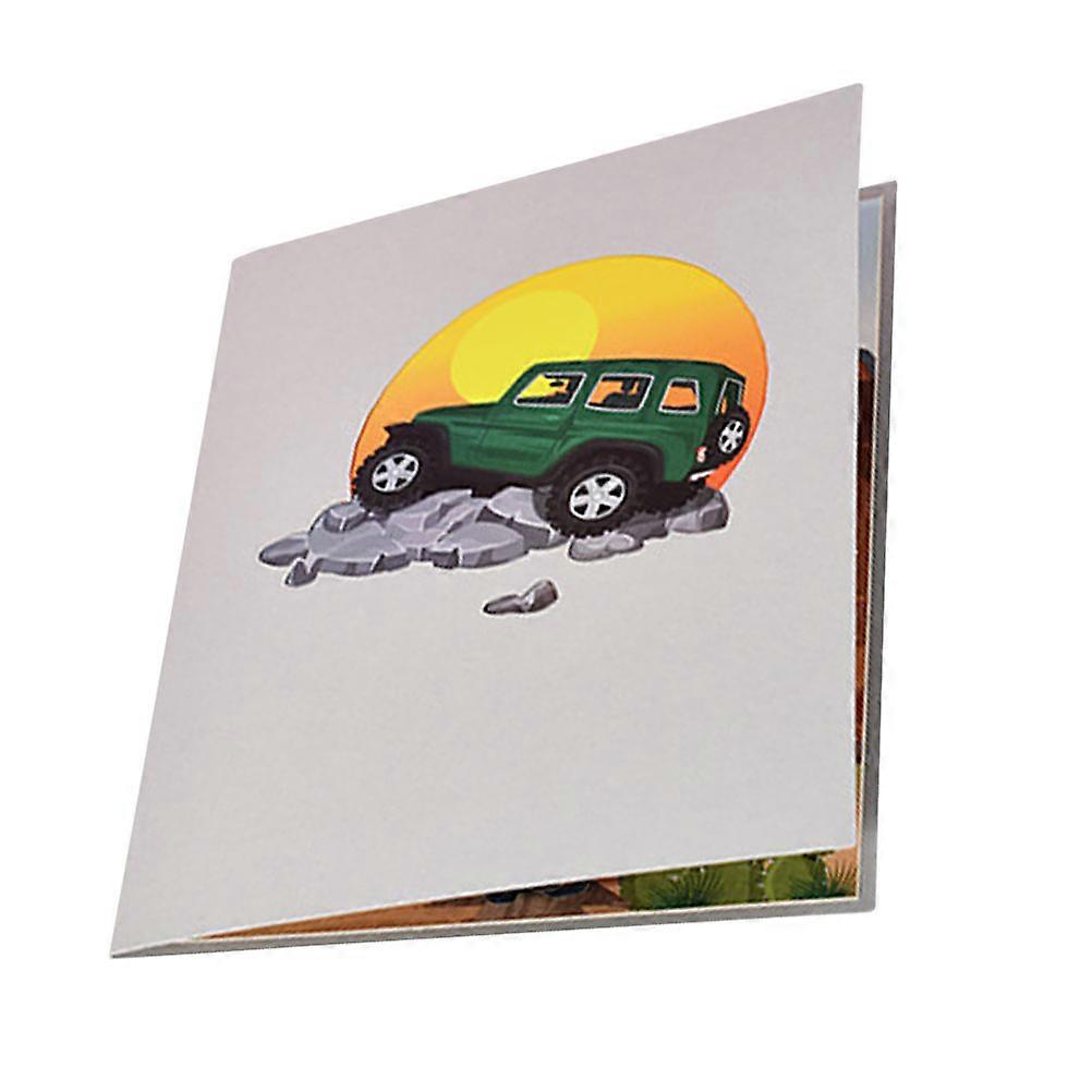 Creative 3D Vehicle Greeting for in Green Color Unique Design 4 Inches by 6 Inches
