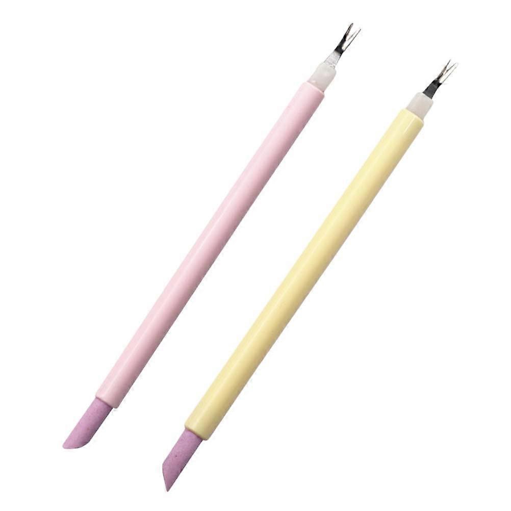 Cuticle Dead Skin Remover Fork Nail Tools Set 2Pcs Non-Slip Grip Professional Salon Use Assorted Color