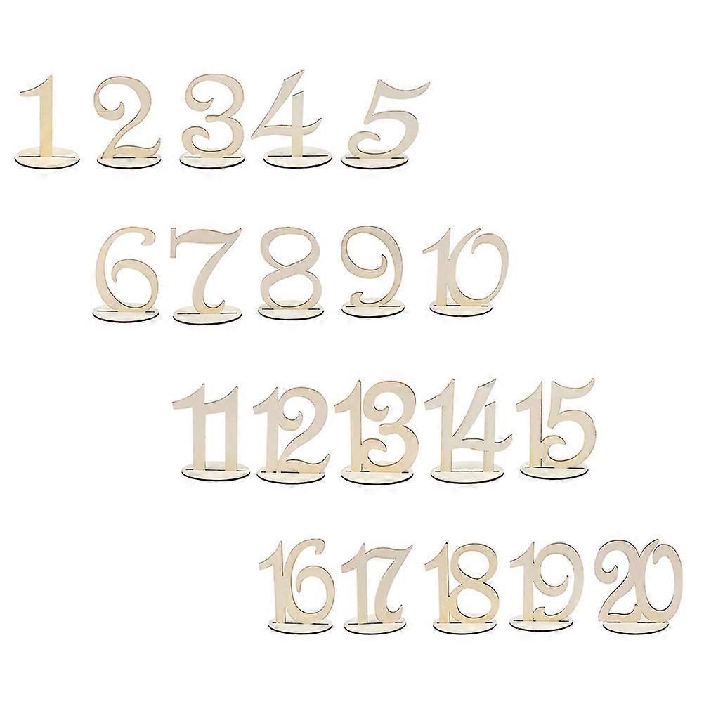 Wooden Wedding Table Numbers with Holder Base – Sturdy Decorative Reception Signs for Parties, Banquets, and Events – 20pcs Set for Restaurant and