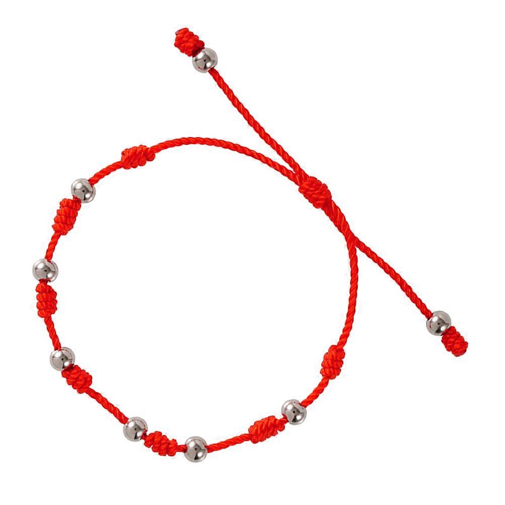 Handmade 7 Knot Adjustable Red Rope Bracelet with Beads Braided Design