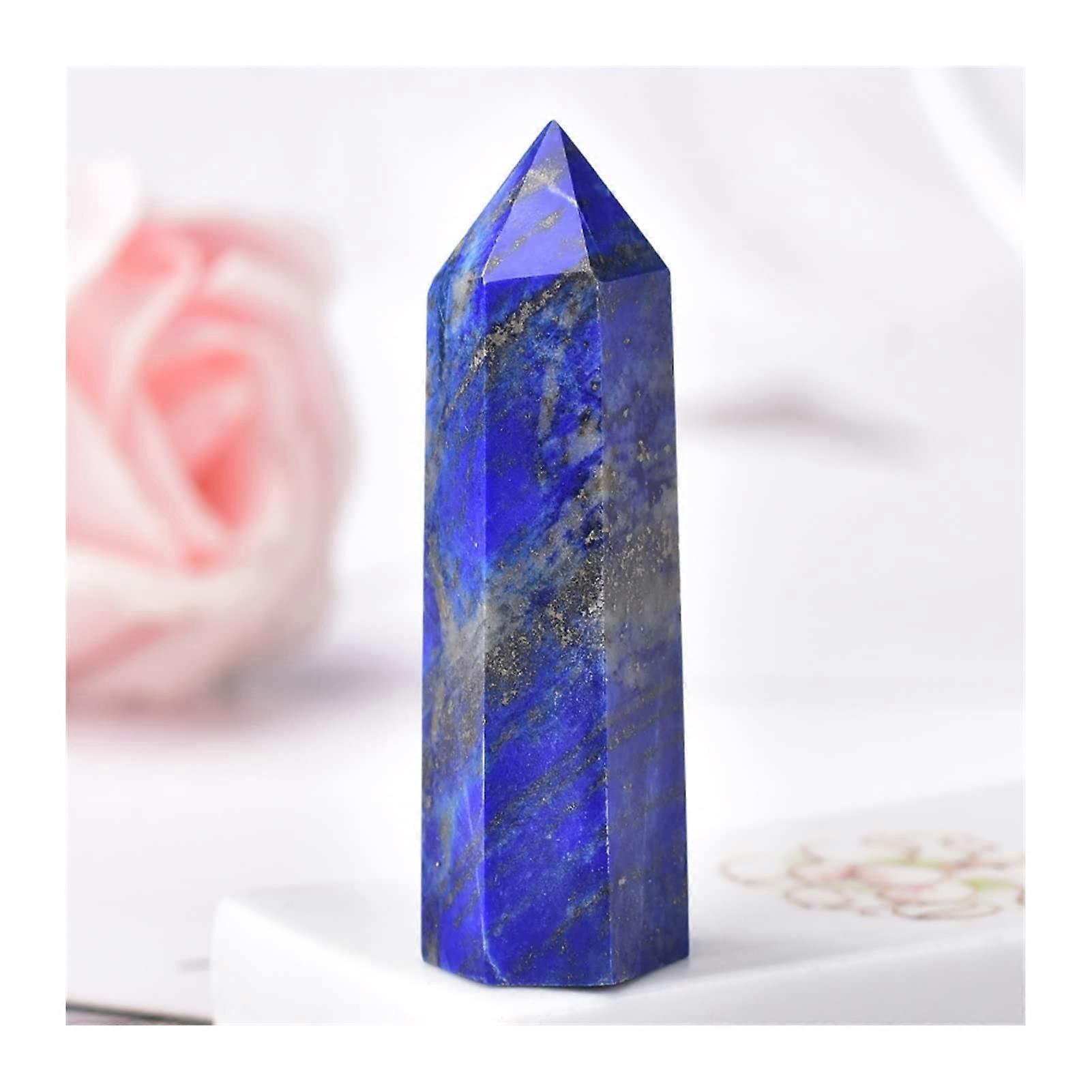 Lapis Lazuli Hexagonal Crystal Quartz Point Tower Ornament DIY Gift