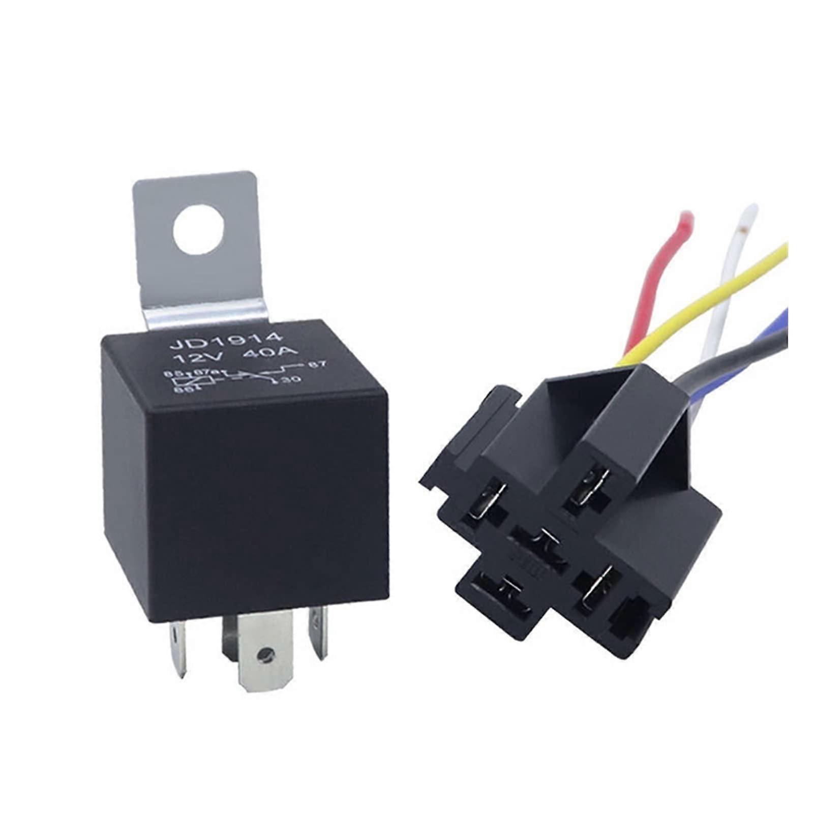 1 piece waterproof automotive relay 12V 5pin 40A car relay 12V 4pin with blackred copper connector auto relay with relay socket Ref: 6635