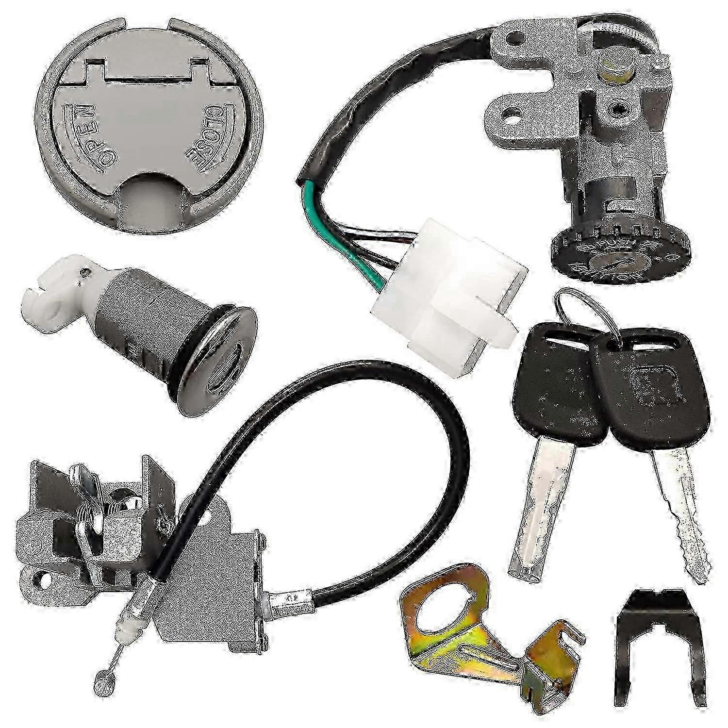 GY6 50Cc Scooter Motorcycle Ignition Switch Fuel Tank Cap Lock Saddle Lock Set with Key hwy