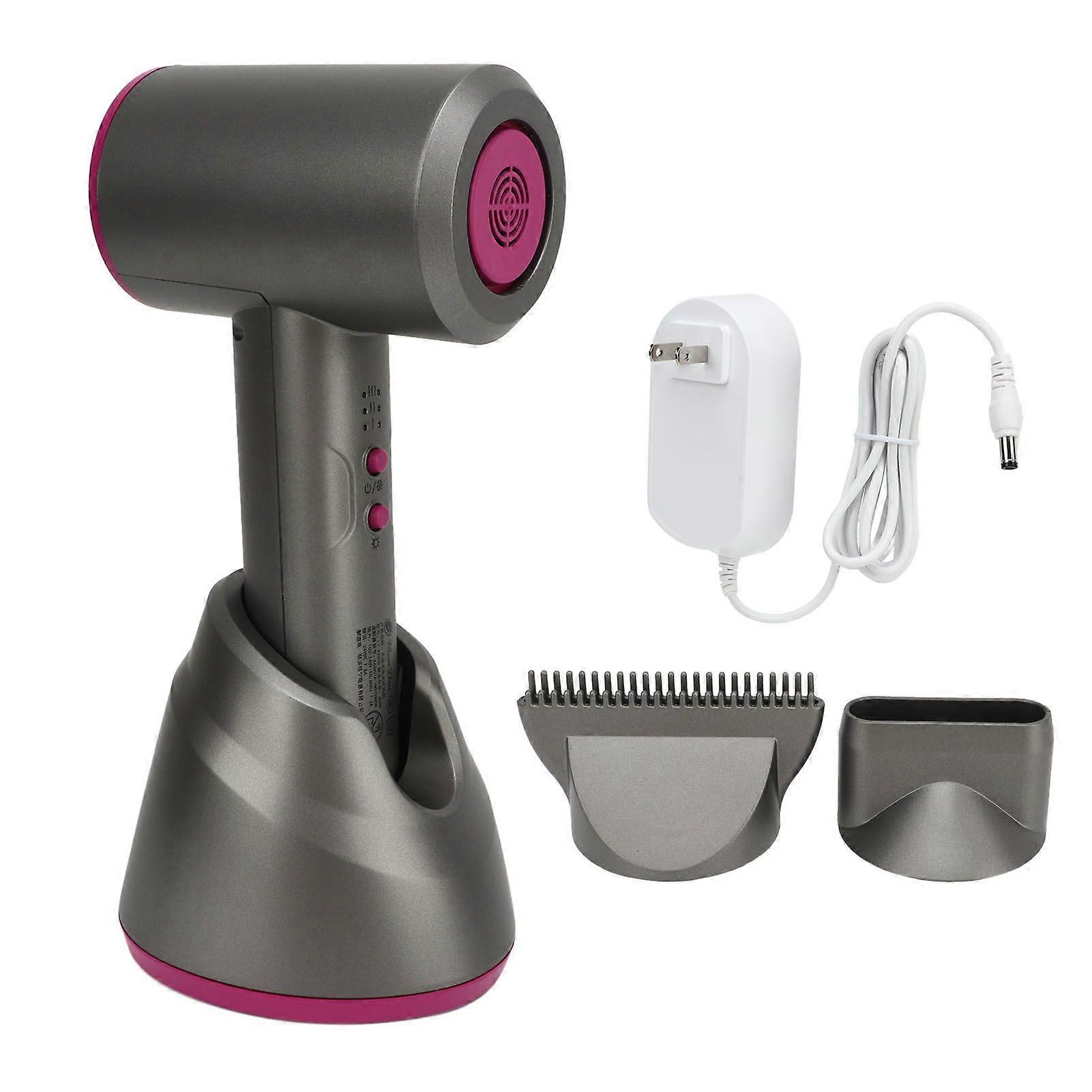 Sèche-cheveux à main sans fil Sèche-cheveux portable rechargeable à froid chaud pour voyage à la maison Gris 100240V US Plug