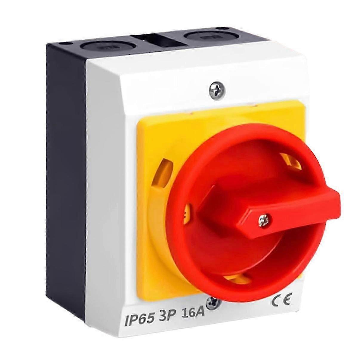 Main Switch Circuit Breaker 16A 3Pin Rotary Switch with Plastic Housing IP65 Isolator Switch Load Di