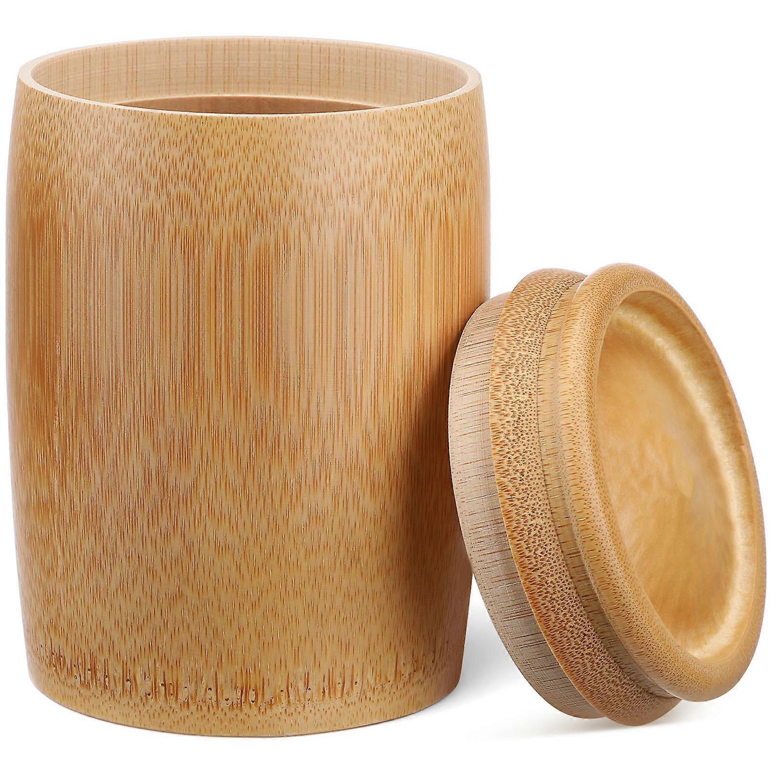 Bamboo Tea Storage Container with Sealed Lid for Home Kitchen Use Light Brown Large Size