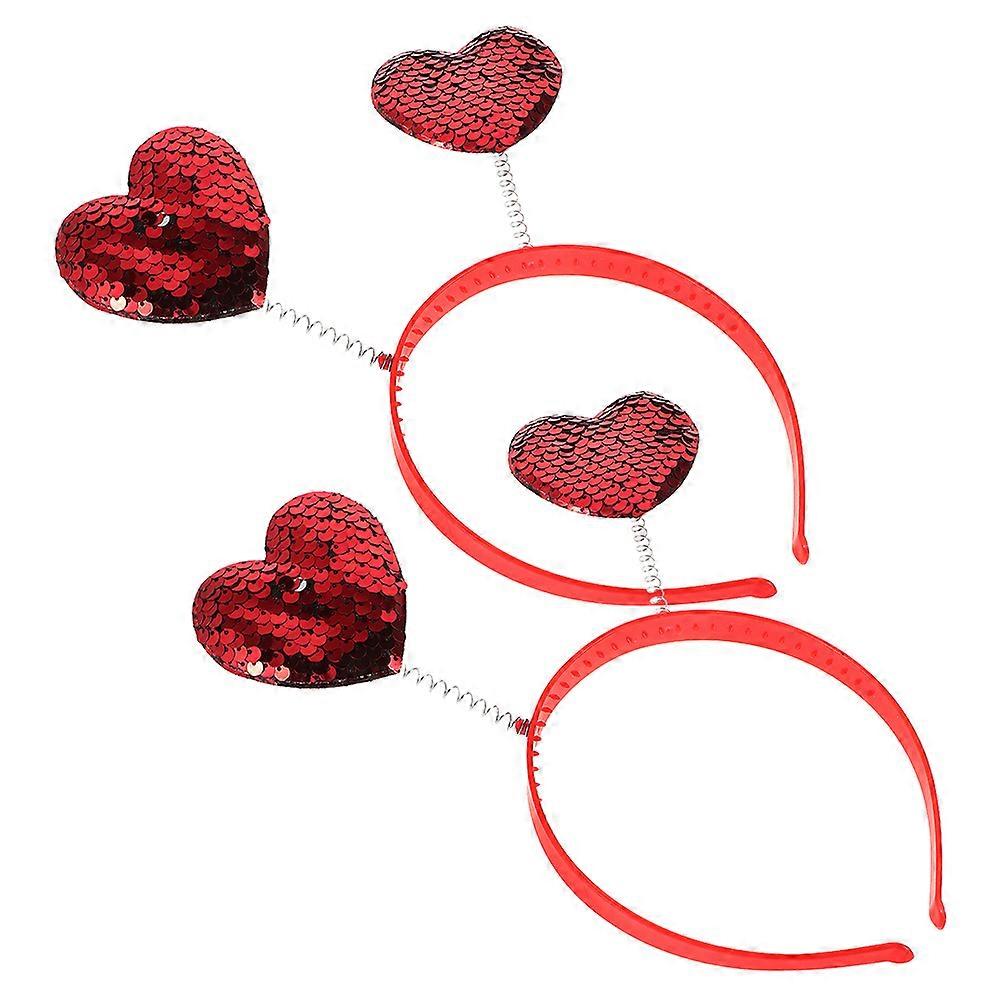 Here's a refined and engaging product description based on your input:
**2pcs Valentine's Day Heart Headbands Red Sequin Love Shaped Hairbands,