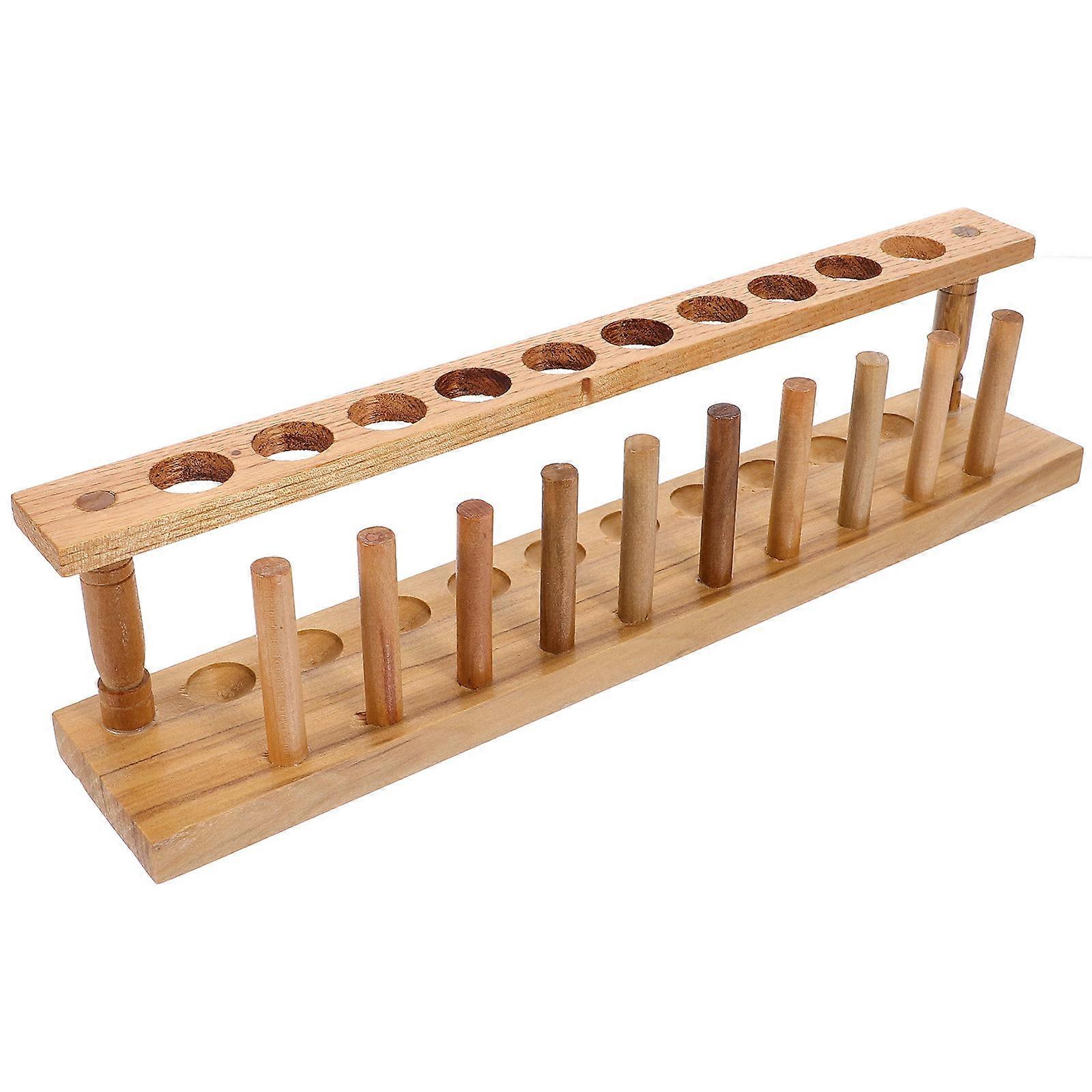 Laboratory Test Tube Stand Wooden Test Tube Rack Tube Holder For Scientists Students 14.2X3.4X2.6in Versatile Usage 1Set