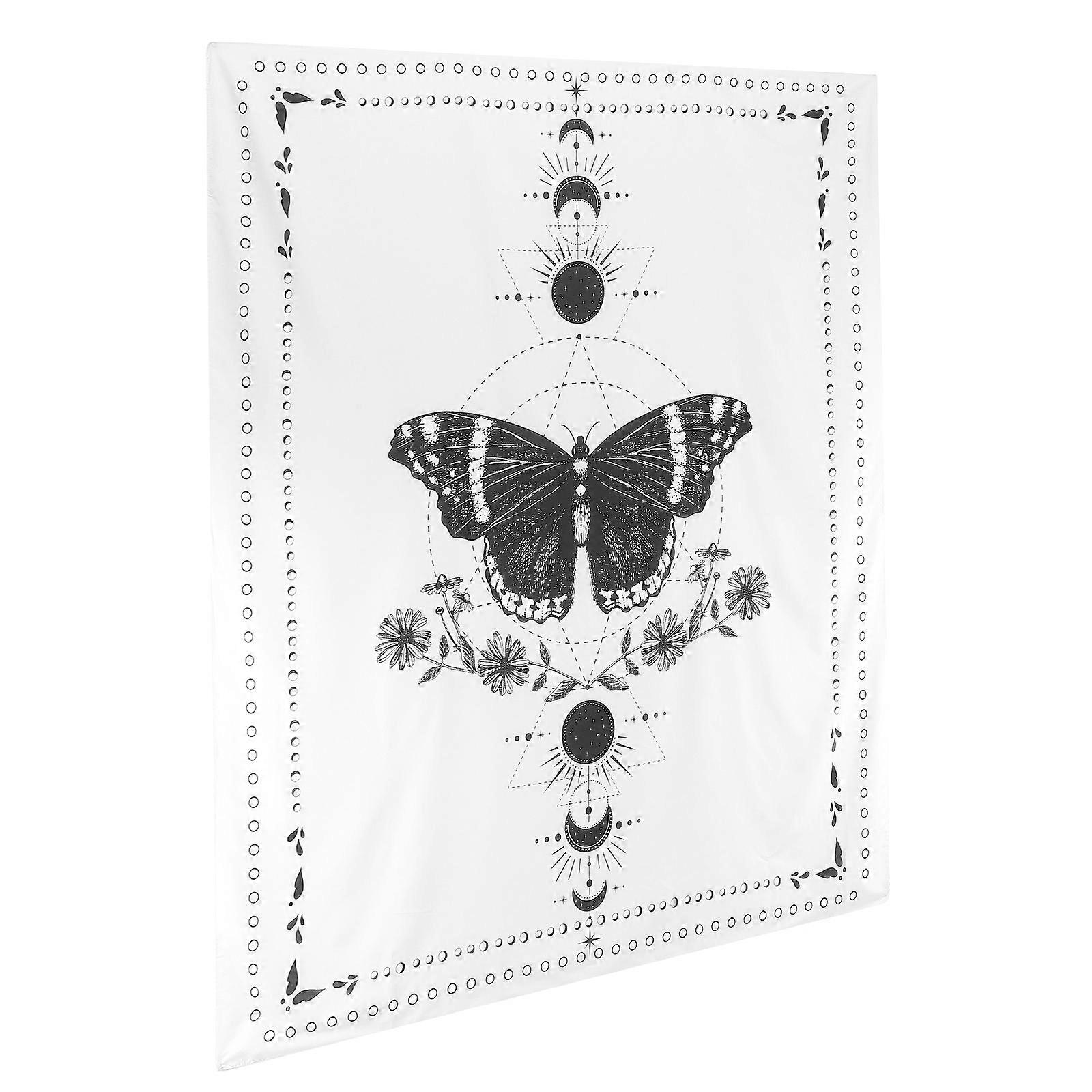 Background Wall Tapestry With Butterflies Design For Home Decor 200x150cm White Rectangle Indoor Use 1Set