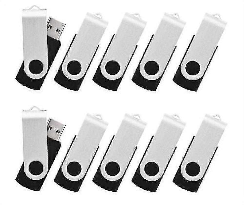 10-Pack Black USB Flash Drives - 8GB USB 2.0 Swivel Thumb Drives & Memory Sticks for Secure Data Storage and Transfer