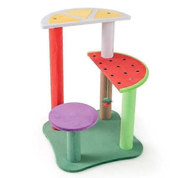 Small cat tree with platforms & strawberry ball & scratching post