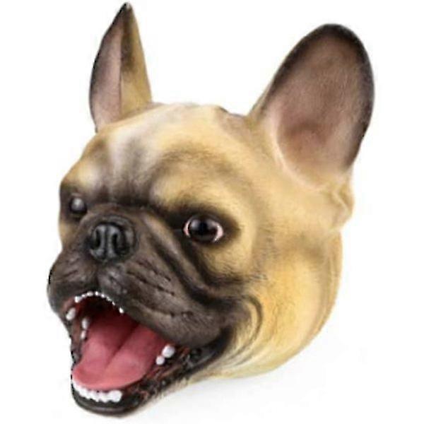Soft Bulldog Hand Puppet Realistic Bulldog Head Open Movable Mouth Suitable for Creative Storytelling Teaching Cake Topper Decoration Halloween