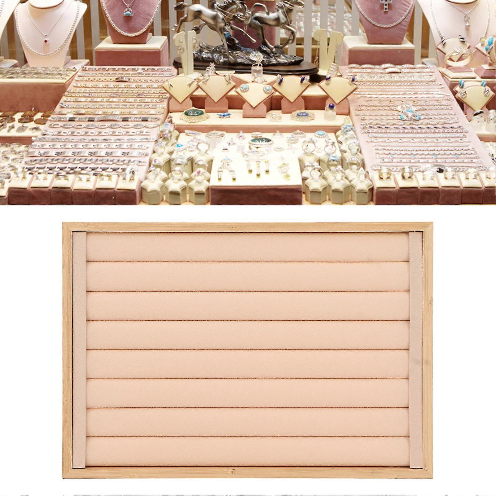 Rings Tray 7 Rows Stackable Protective Scratch Proof Lining Drawer Insert Earrings Storage Display Case Beige 