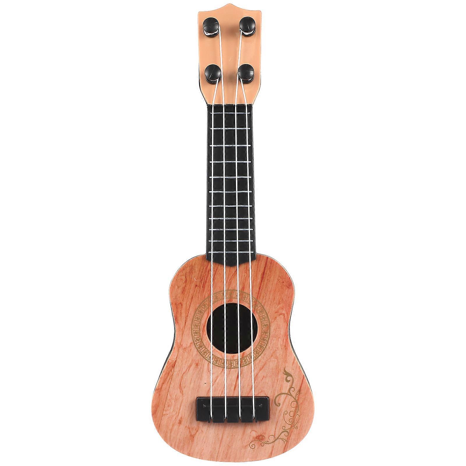 Kids Ukulele Toy Made of Durable Plastic with Vibrant Sounds and Smooth Strings for Decoration Light Brown