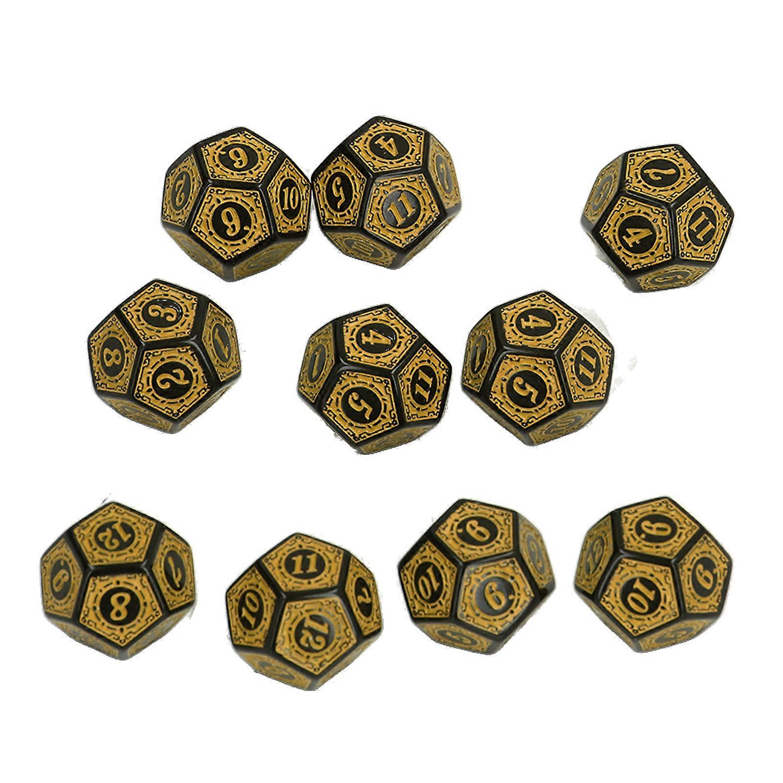 10-Piece Acrylic Polyhedral Dice Set for RPGs and Board Games - Includes D12