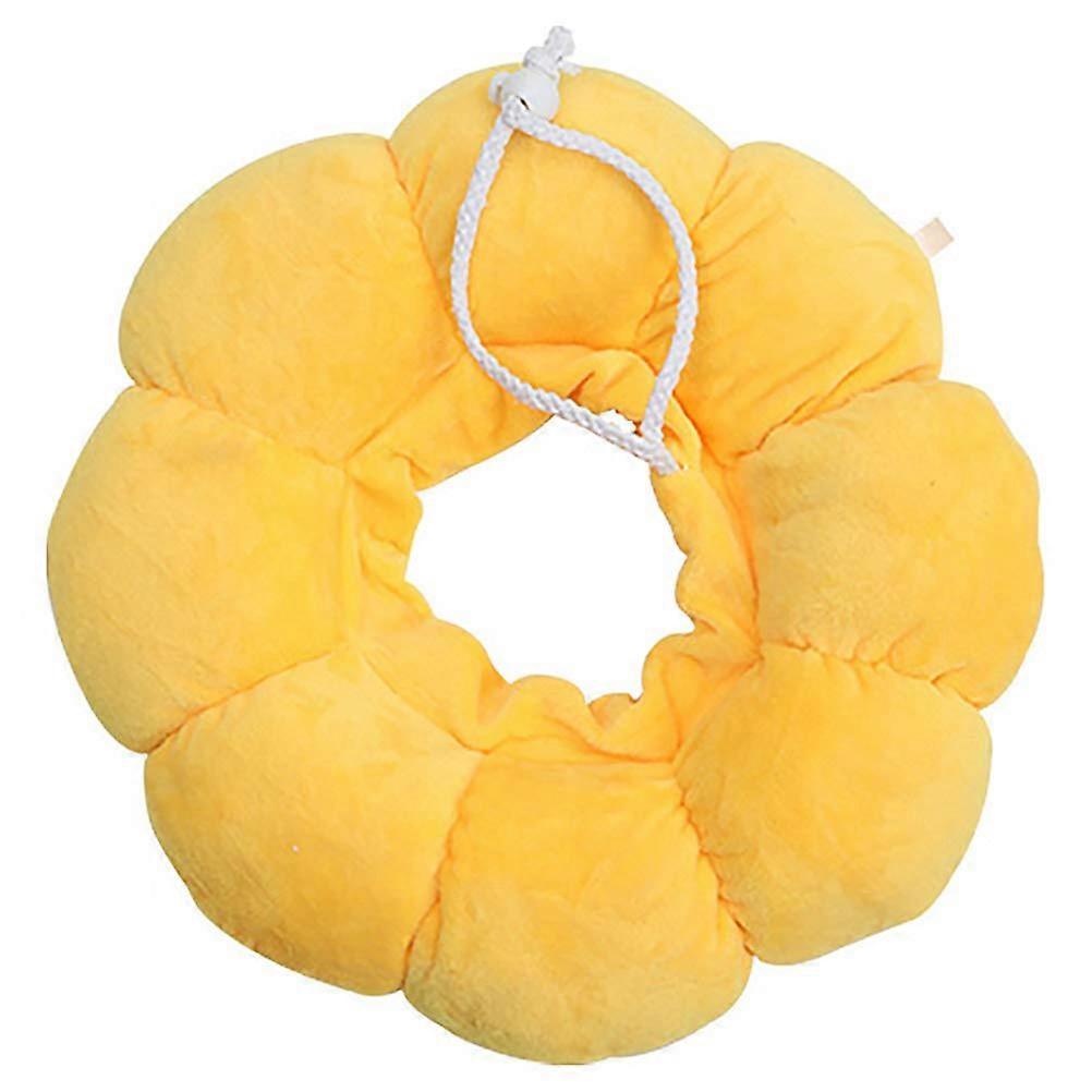 Pet Elizabeth Cat Wound Healing Collar Medical Bite Sunflower Design Adjustable Soft Fabric for Small to Medium Cats
