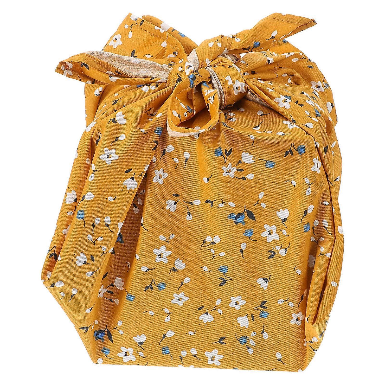 和風弁当包装布 お弁当箱 大人用 70.00X70.00X0.10cm 黄色い生地 1パック