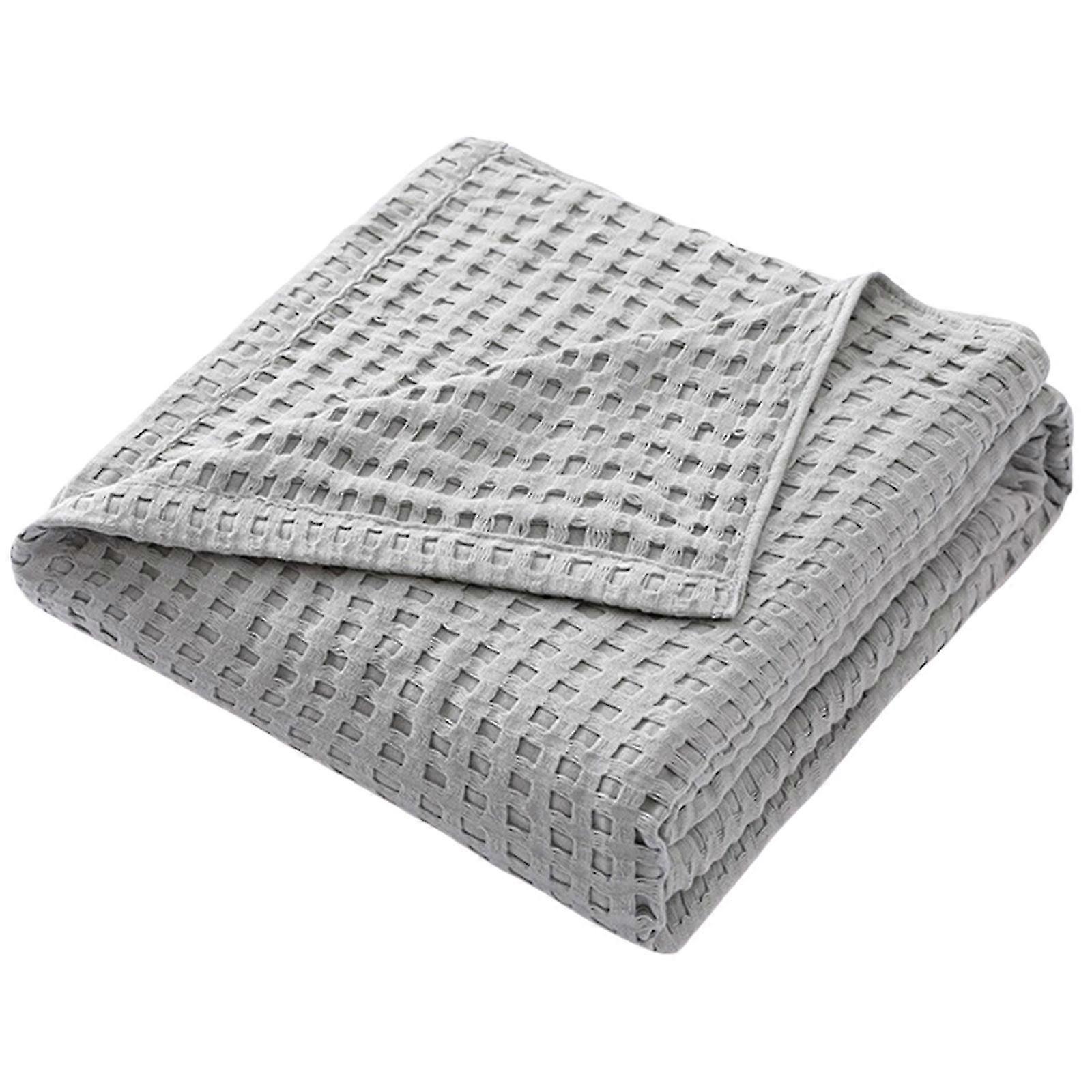 2025 Cooling Cotton Waffles Weave Throw Cooling Sleep Blanket for Sofas, Bed, and More, Soft Cotton Blend,for Couch Bed Sofa Gray
