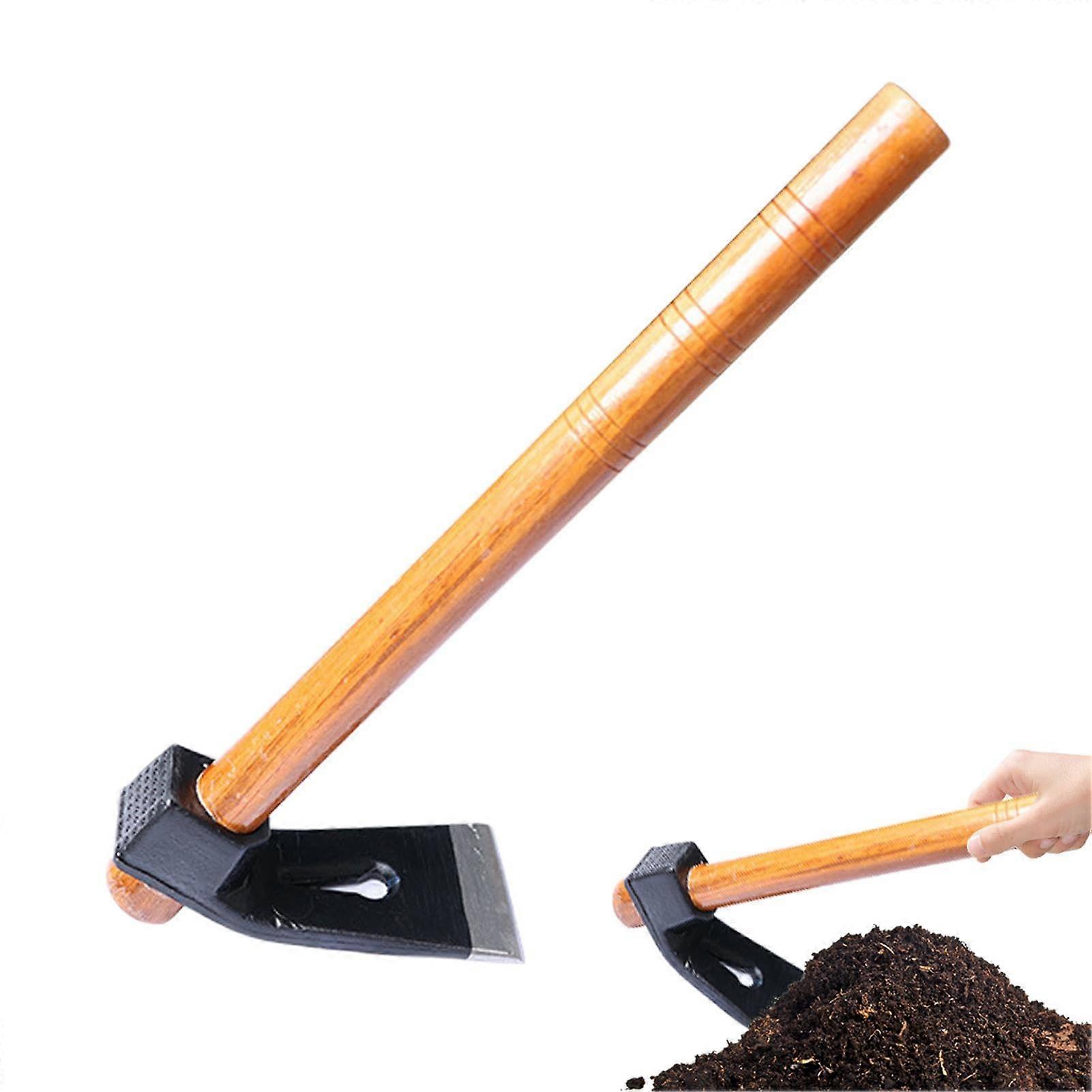 Garden hoe for weeding, steel with wooden handle, lightweight for weeding, sowing, and turning soil XL.