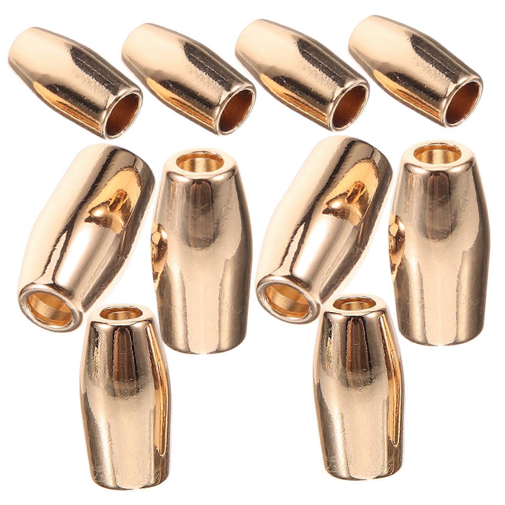 Pack of 10 Metal Cord Locks for Hanging Watches Drawstrings Small Cord Locks Rope Cord Ends Clothing Lanyard Toggle DIY Rope Cords Reusable Golden