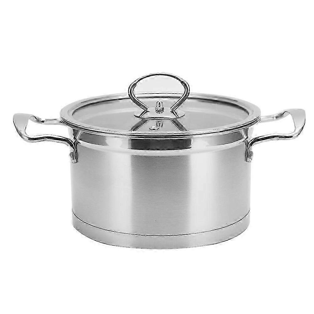 Thickened Stainless Steel Binaural Soup Pot with Lid - Durable Stockpot & Milk Pot for Household Cooking and Meal Preparation