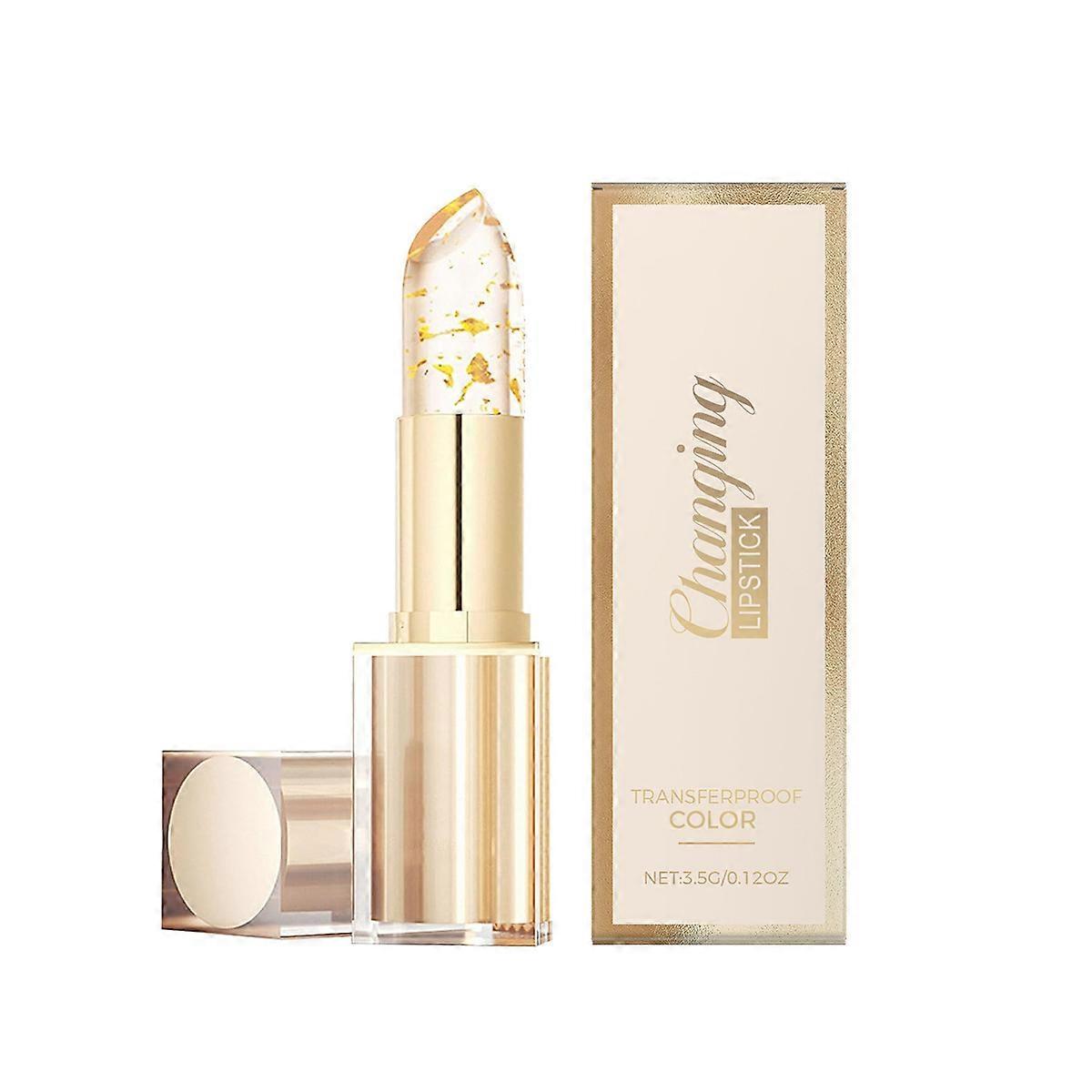 3.5g Color Changing Lipstick, Transferproof Color Changing Lipstick Gold Foil for Women Long Lasting 24 Hours