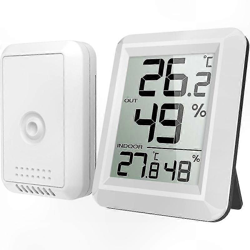 Indoor and Outdoor Thermometer, Connected Thermometer with Wireless Outdoor Sensor, Digital Hygrometer Thermometer with Large LCD Display, ℃/℉ Switch