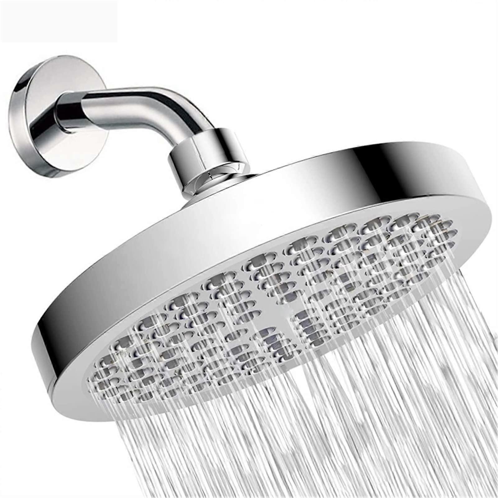 6 Inch High Pressure Chrome-Plated Rain Shower Head Easy Tool-Free Install for Modern Bathrooms