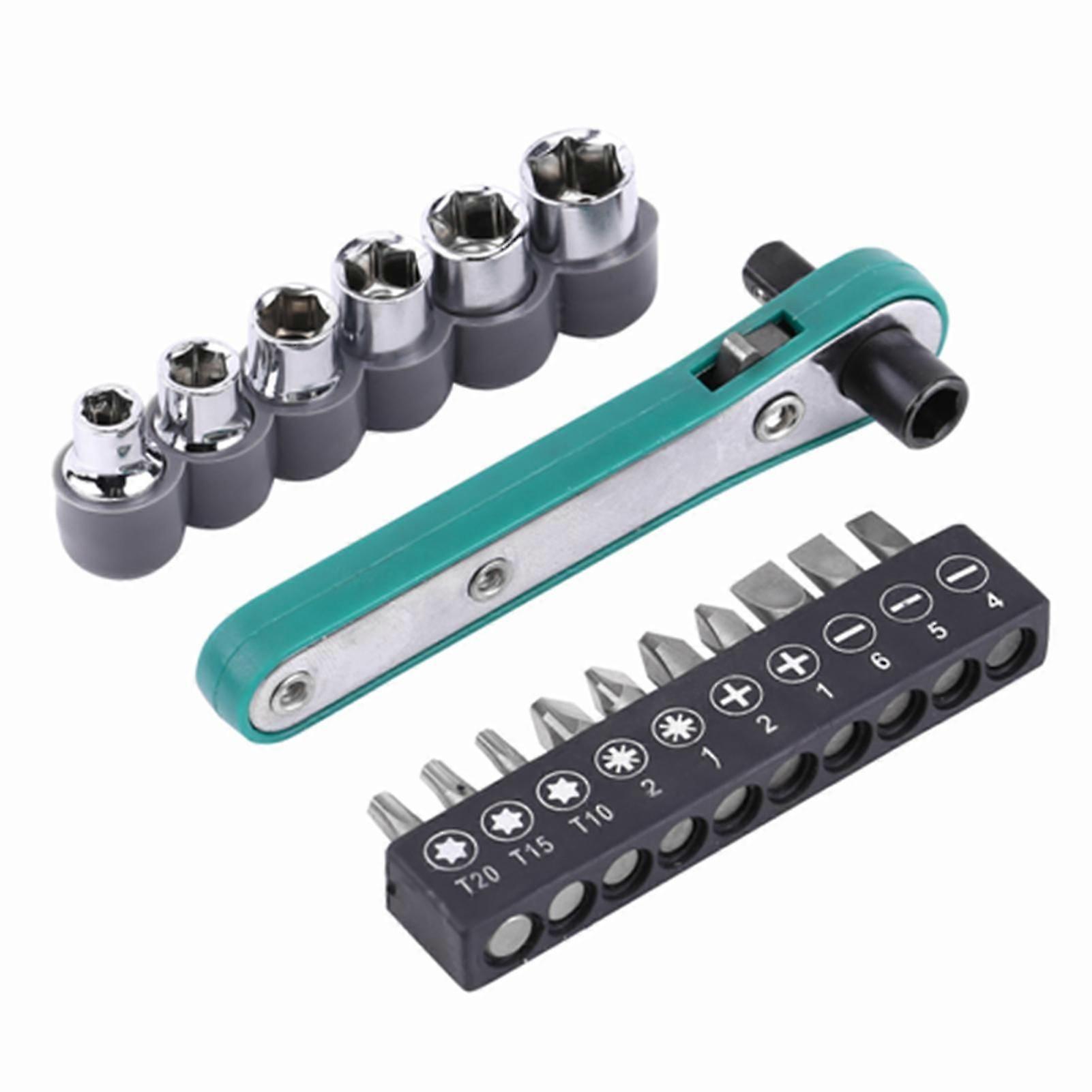 1/4" Wrench Screwdriver Ratchet Handle with Interchangeable Driver Bits and Sockets