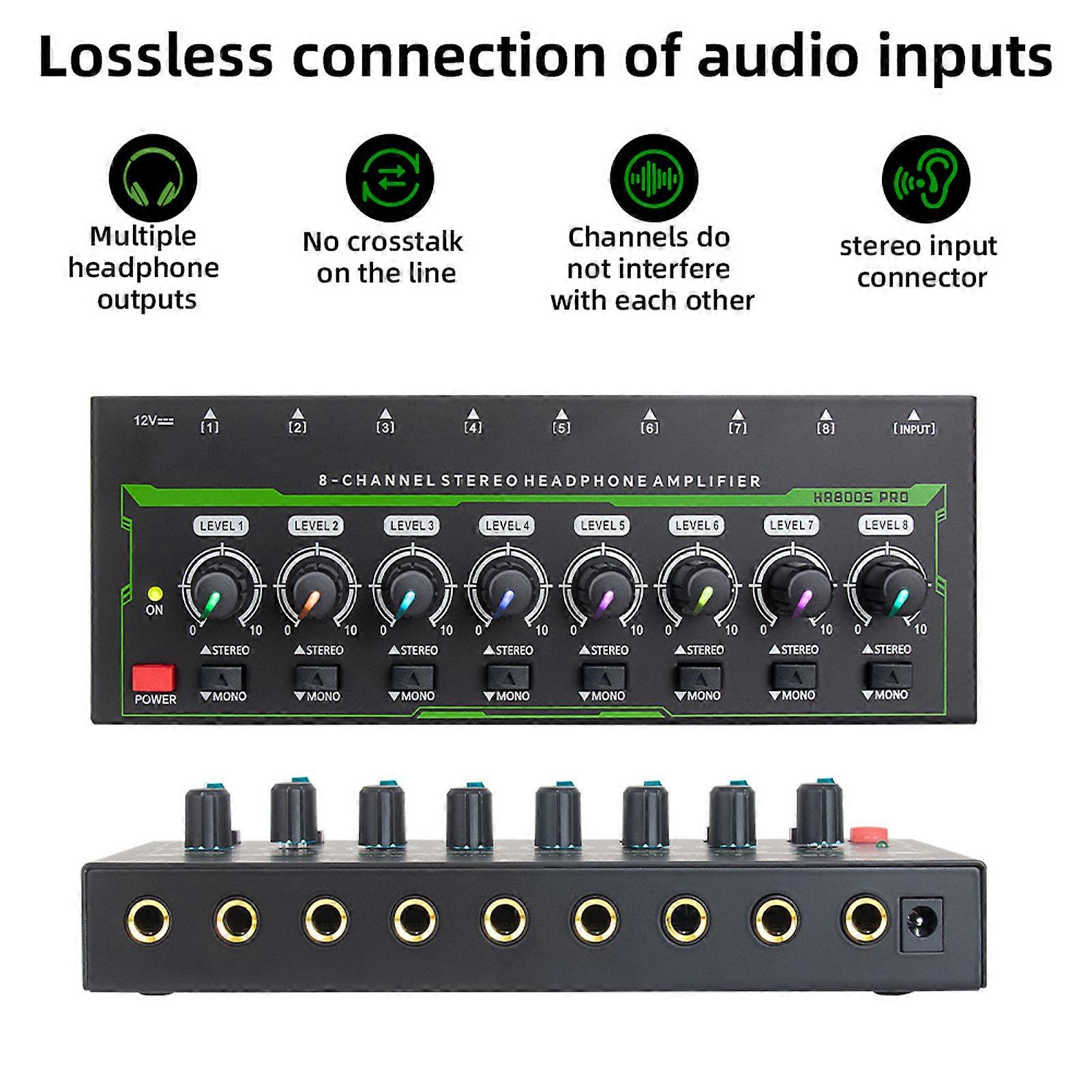 מגבר אוזניות סטריאו 8 ערוצים 6.35 מ"מ שחור 19x7x2.7 ס"מ