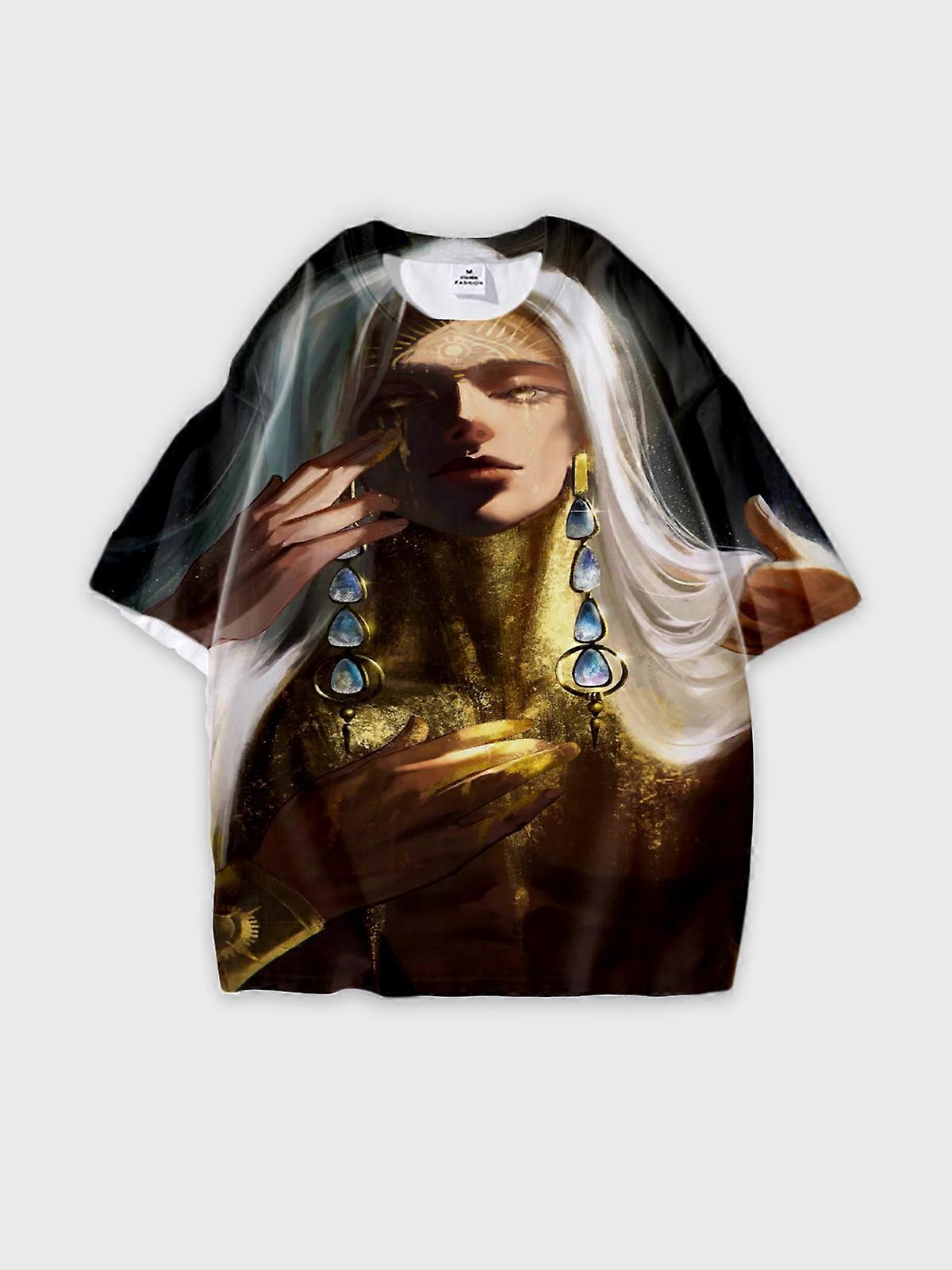 T-Shirt Round Neck, Loose Short Sleeve Sultan’s Game Graphic Tee, Unisex Summer Casual Top V915