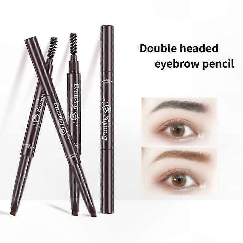 Waterproof Double-Ended Eyebrow Pen with Rotating Tip, 5 Colors, Tattoo-Like Effect for Precise Brows