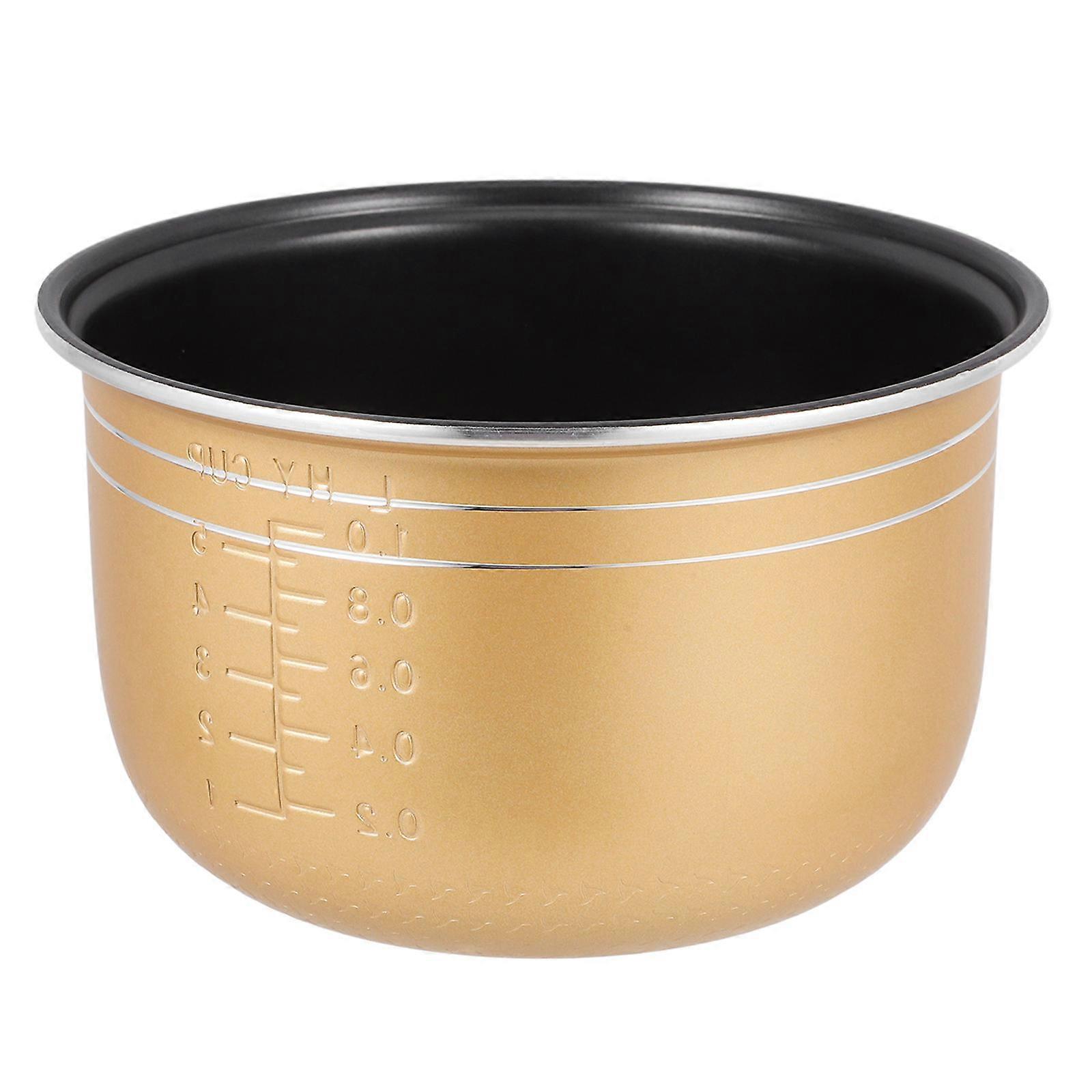 Nonstick Stainless Steel Rice Cooker Inner Pot Replacement with Scale for and Cleanup Golden 1.5L