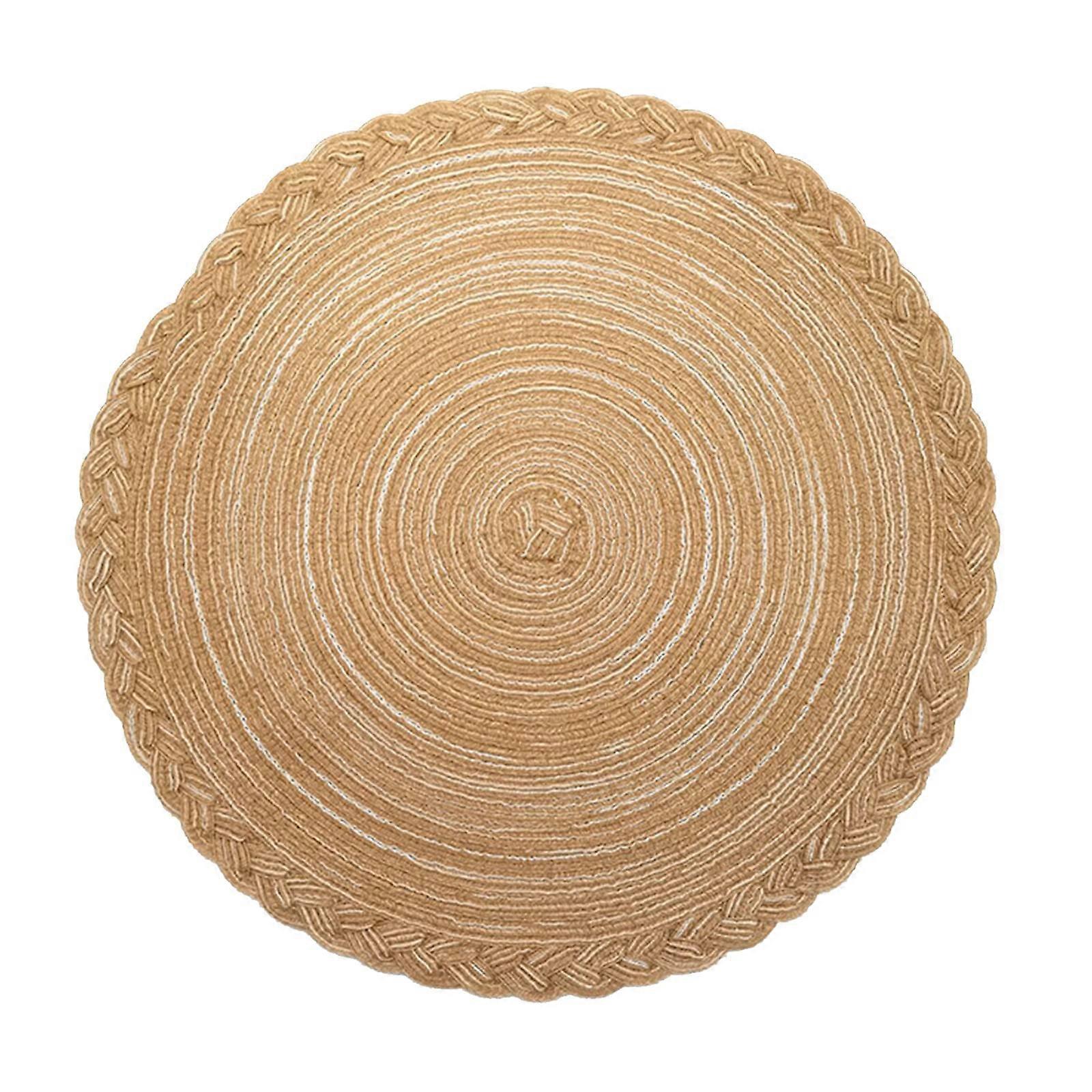 Cotton Table Placemat Round Insulation Pad Non Slip Table Mat Khaki Bowl Pad